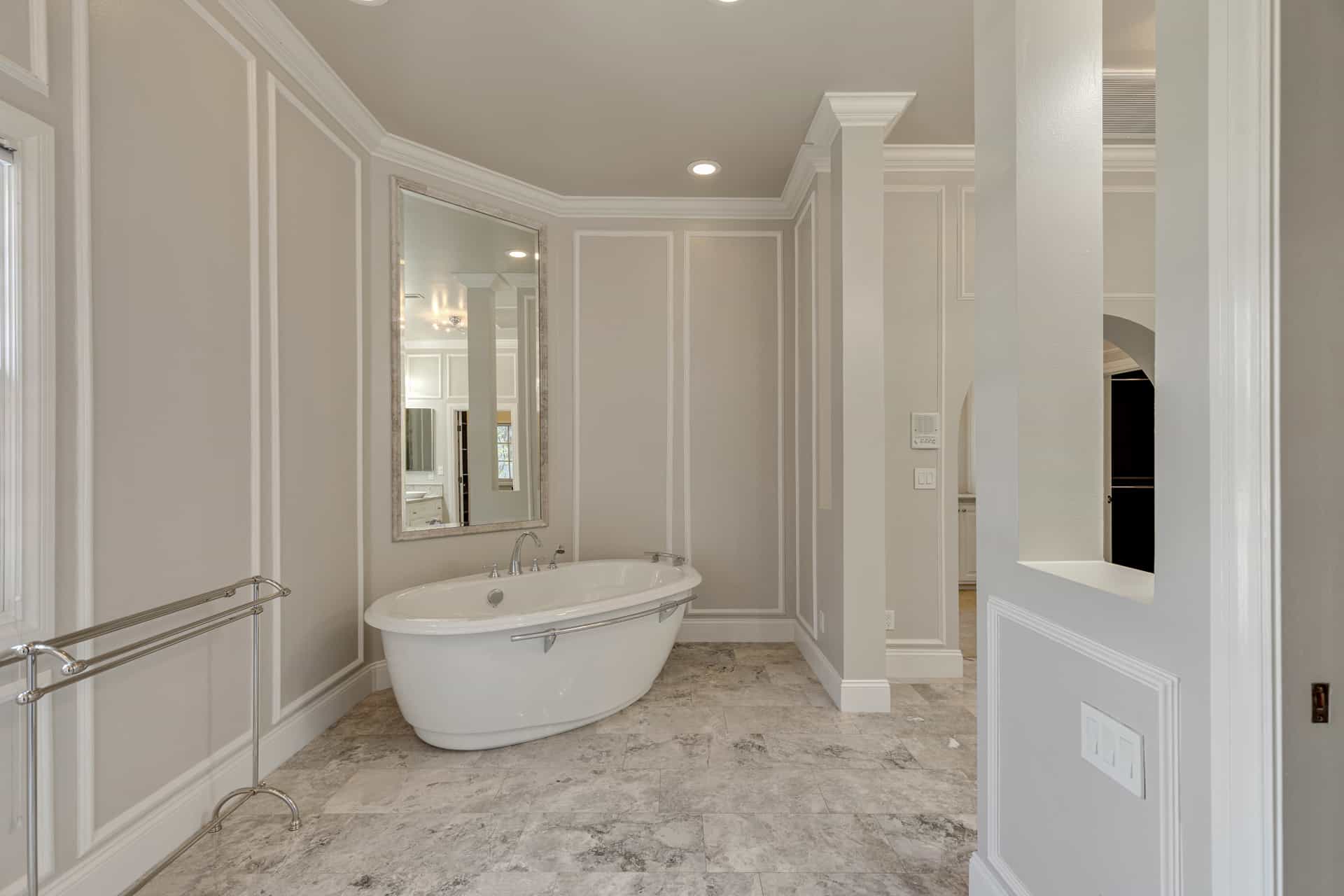 primary bathroom and freestanding tub