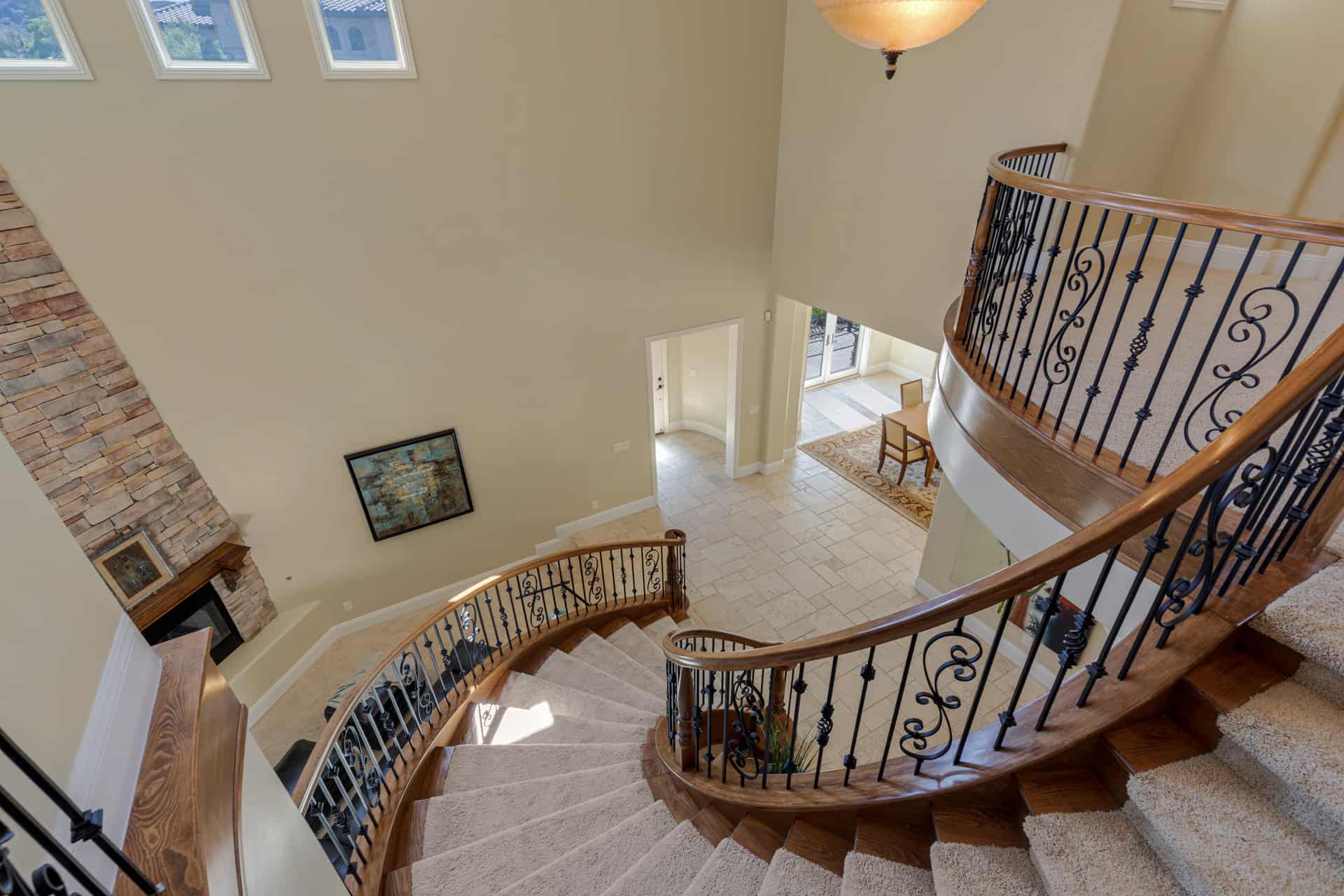 view of entry foyer from staircase