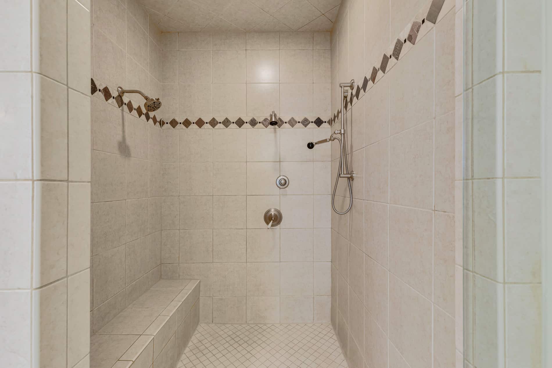 steam shower in primary bathroom