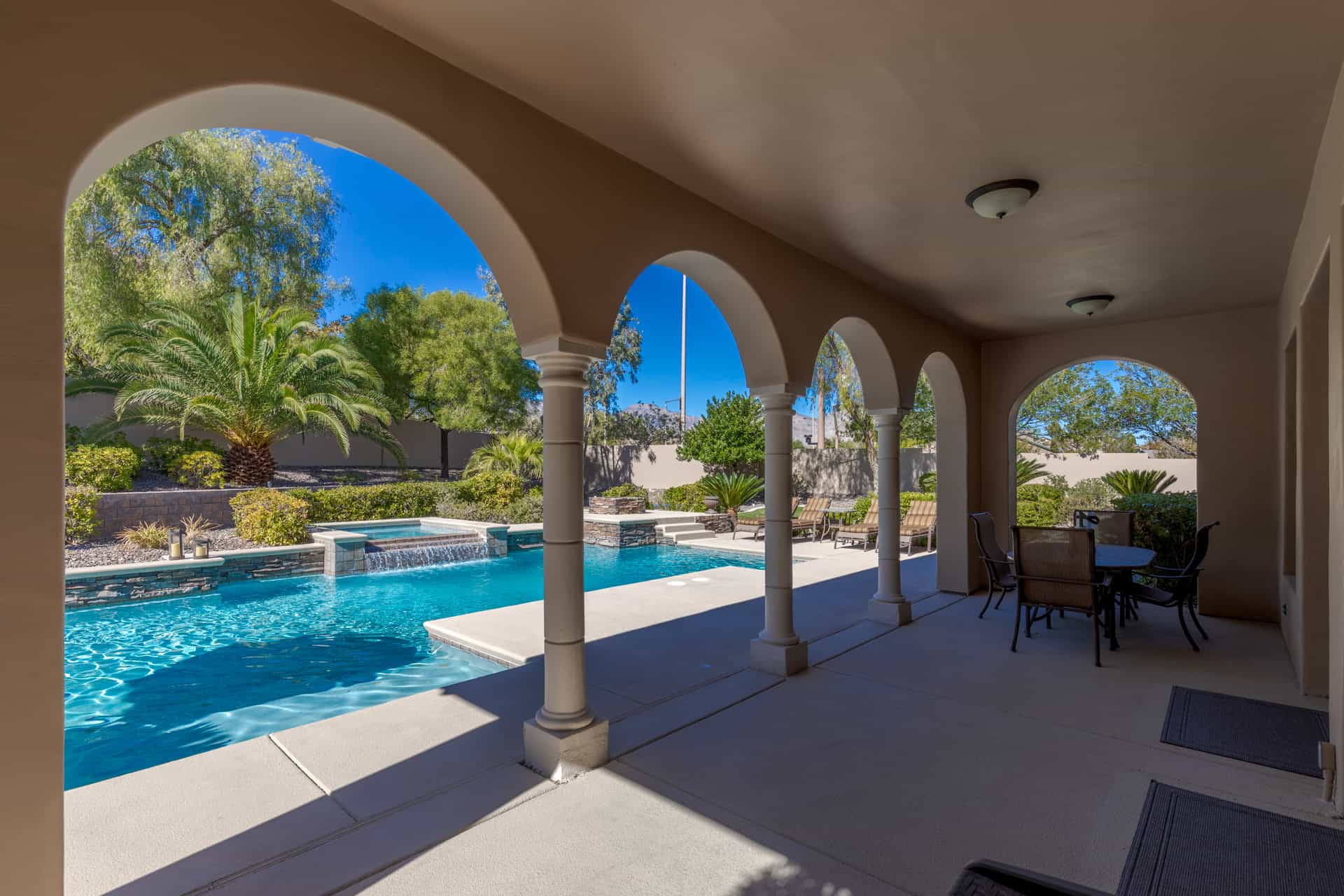 With two covered patios in the rear yard, an escape from the Vegas sun is never far.