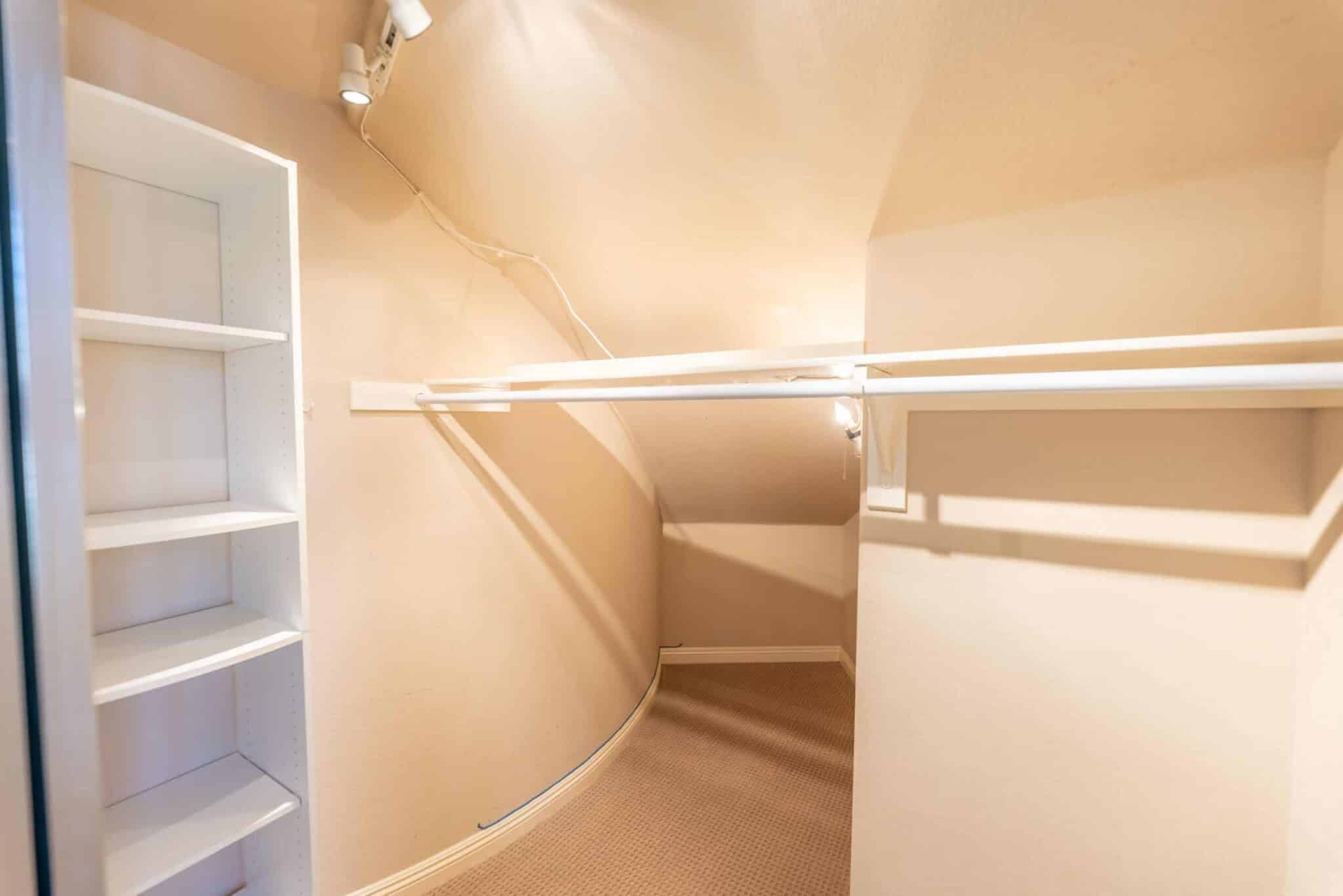 The downstairs bedroom's walk-in closet.